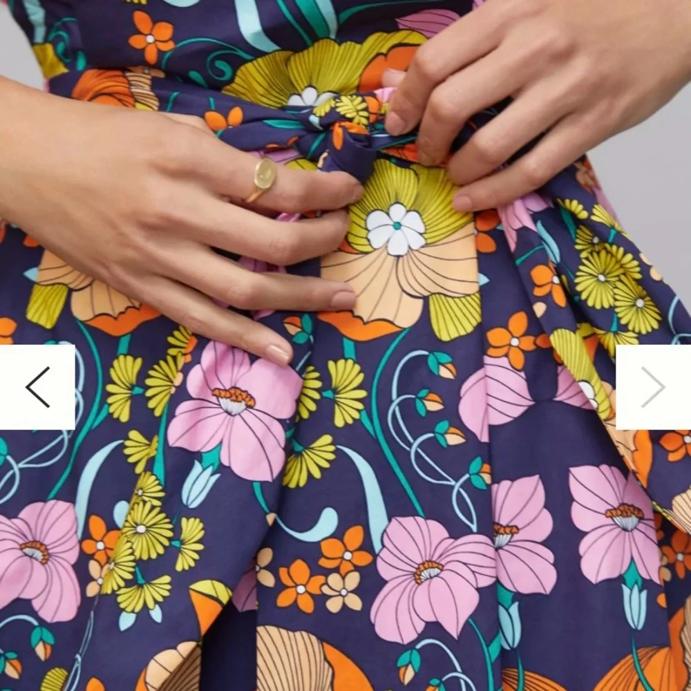 NWT Anthropologie Corey Lynn Calter XS Flowered Paper bag Midi Skirt Pockets - Picture 4 of 9